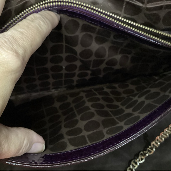 Kate Spade Chain Link Ostrich Patent Leather Clutch Shoulder Bag EUC